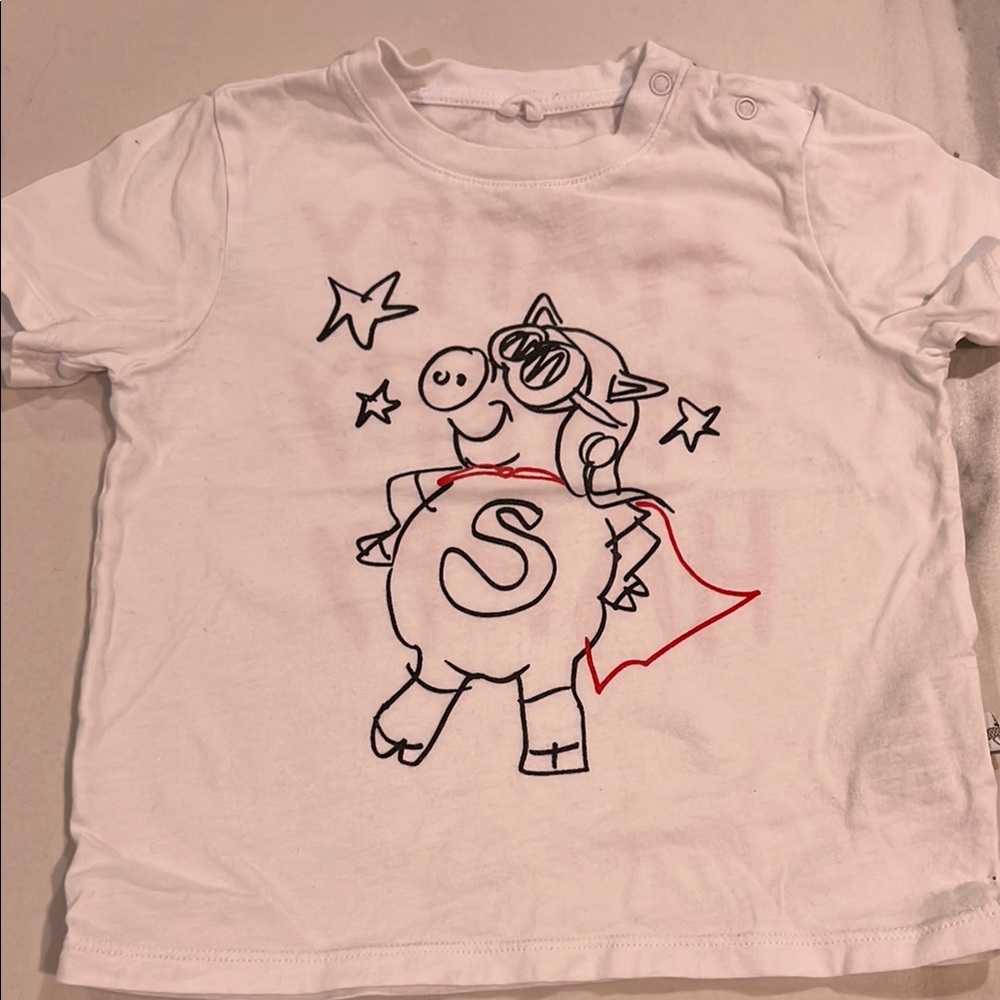 Stella McCartney White Superhero Pig Graphic T-Shirt